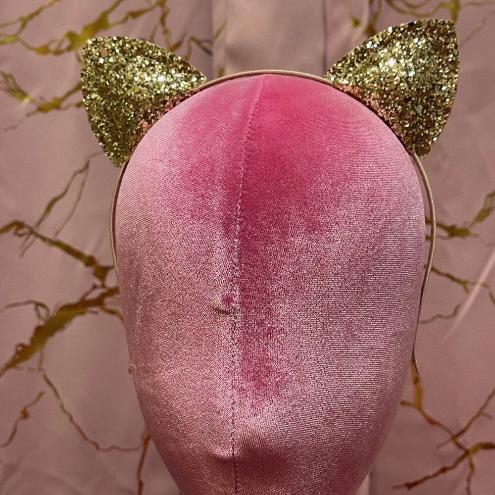 NEW Women's Gold Glitter Cat Ears Headband